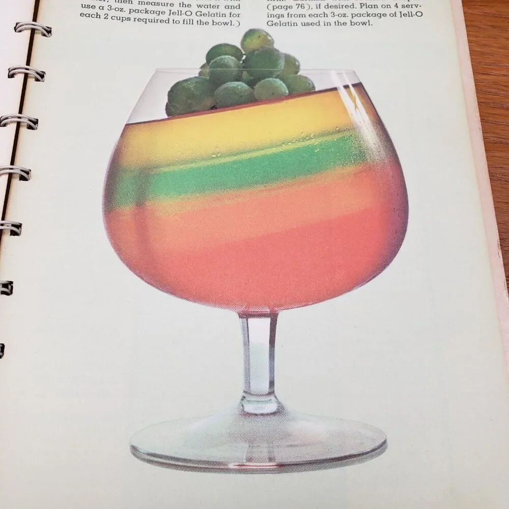 1963 Joys of Jell-O Cookbook Spiral Bound 1st Printing Vintage MCM Color Recipes